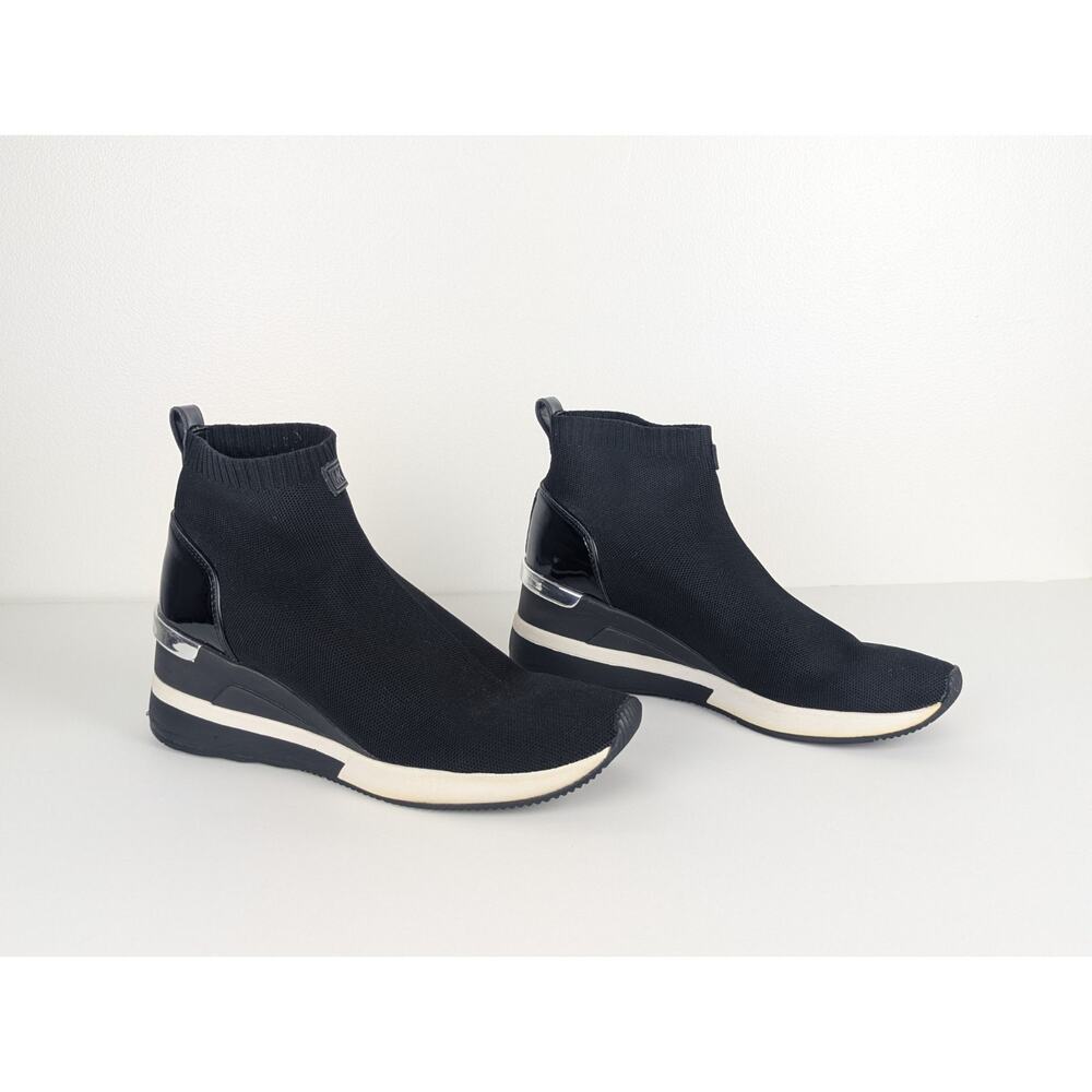 Michael Kors Skyler Sock Sneaker Boots Women's Size 9 Black Stretch Knit Hightop